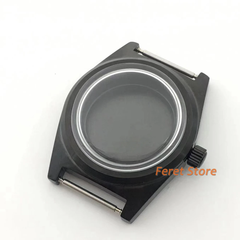 New BLIGER 38mm Case dome glass flat sapphire glass fits the NH35 movement solid back Watch Case Accessories