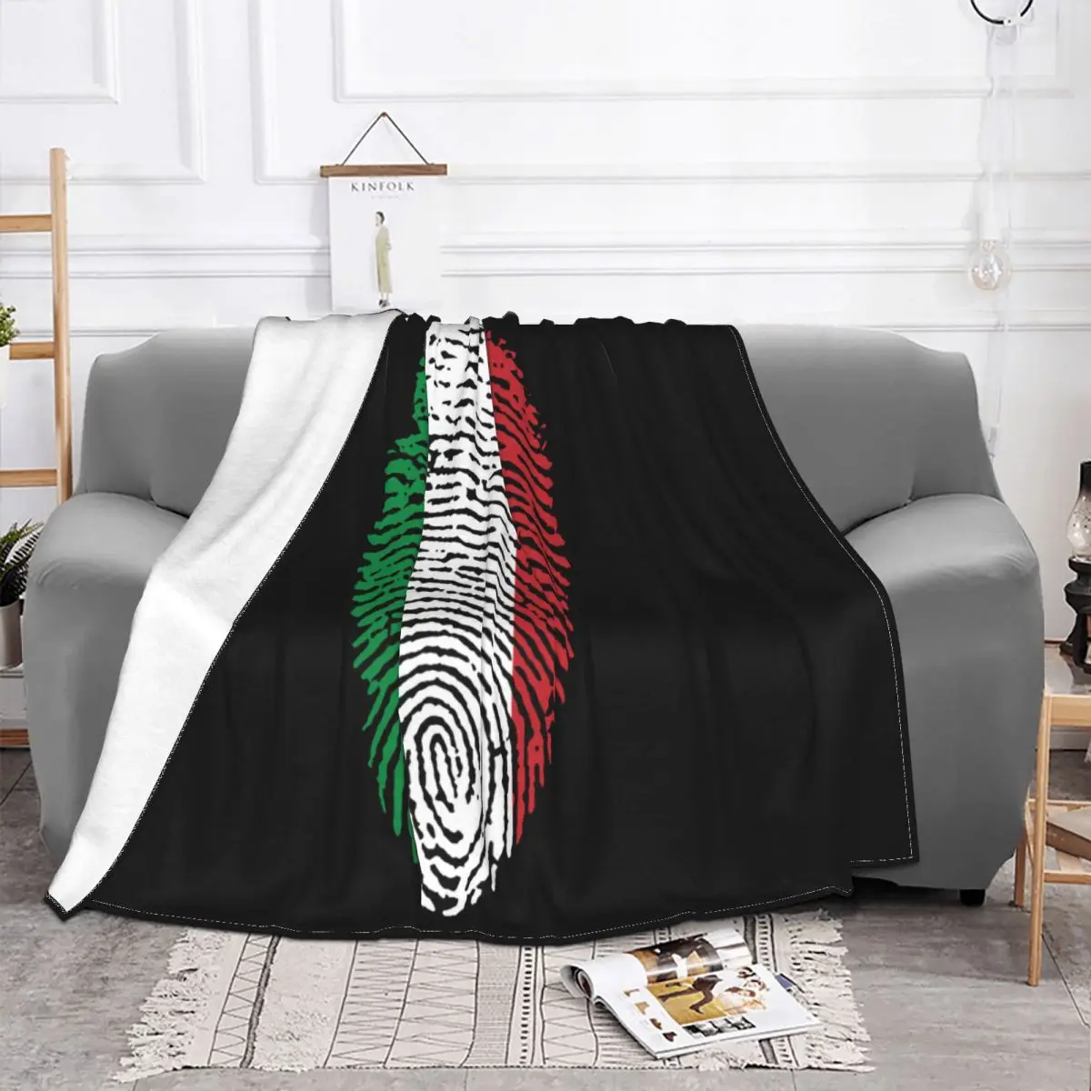 Italian Flag Fingerprint Men Cotton Italy Flag S Oversize Xxxl Blac Mens Sale Throw Blanket