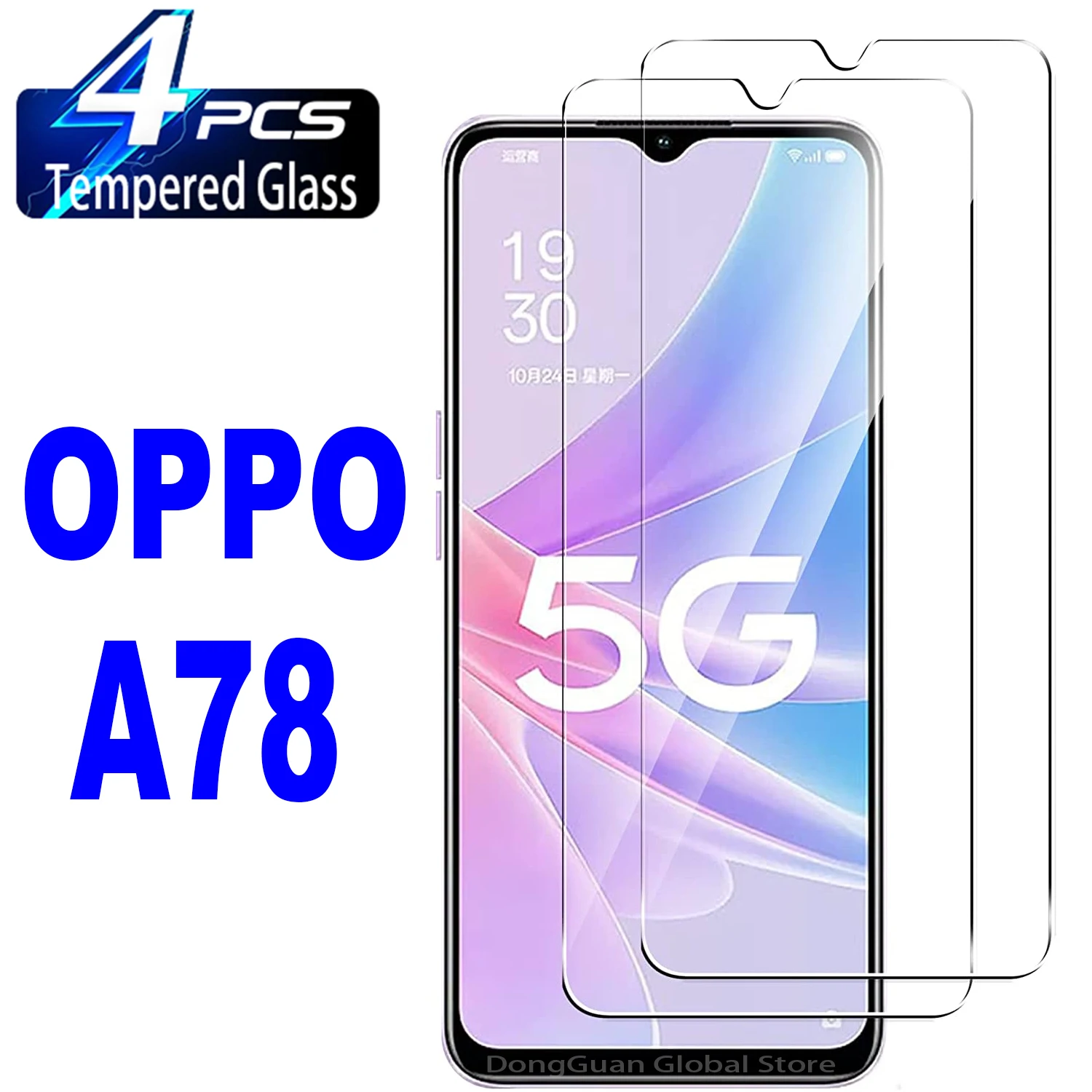 

9H Tempered Glass Film For OPPO A78 5G 2/4Pcs HD Screen Protector Glass