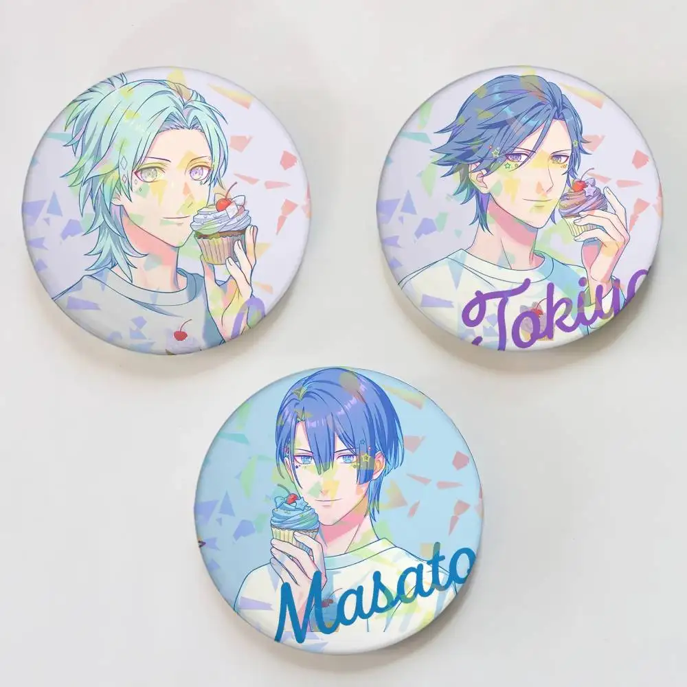 Pin redondo con diseño de Uta no Prince-sama para mochilas, maletas, broche láser, regalos para ropa