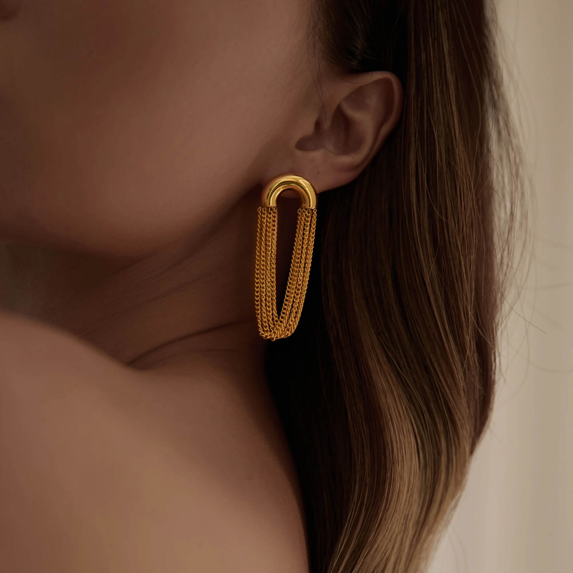 

DASEIN New INS 18k Gold Plated Gothic Chain Tassel Earrings Hypoallergenic Stainless Steel Boho Elegant OL Jewelry Women Gift