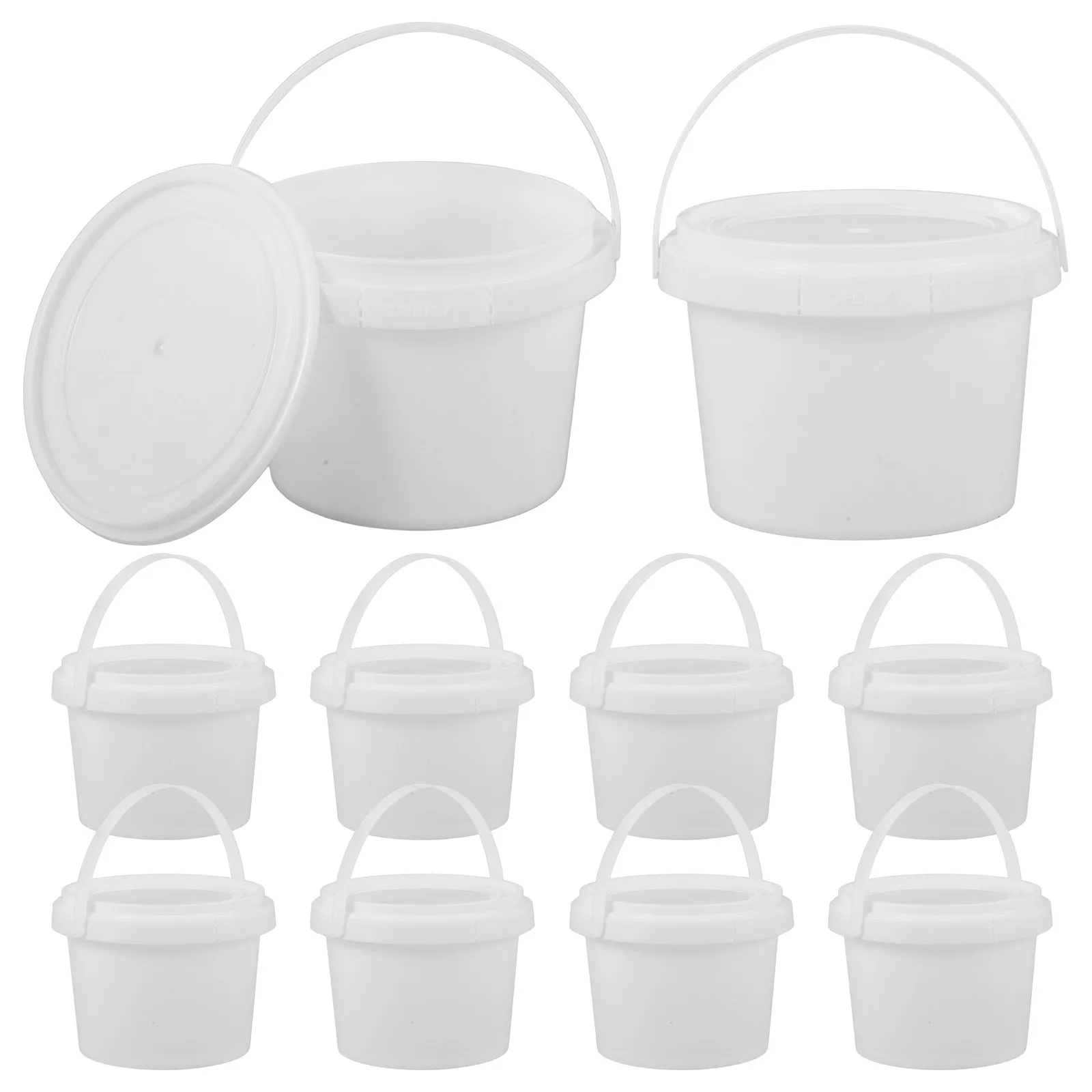 

10 Pcs Cream Containers 300ml White Round Buckets Fridge Storage Reusable Kitchen Supplies Ice Cream Storage Tubs Freezer Boxes