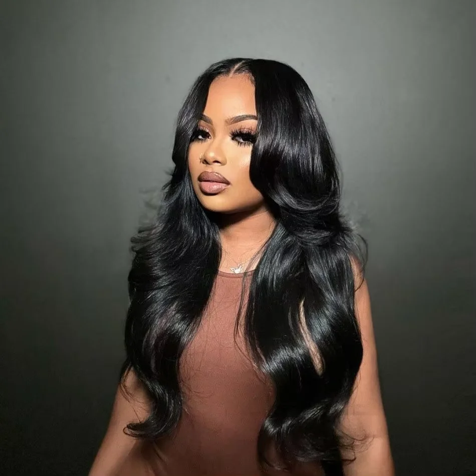 42-дюймовый 13x4 кружевной передний парик с объемной волной, человеческие волосы, предварительно выщипанные, предварительно выбеленные, невидимые узлы, предварительно вырезанный 13X4 HD, кружевной фронтальный парик