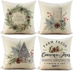 1pcs /set Home Christmas Decoration Linen Pillowcase Sofa Cushion Cover Home Decoration Can Be Customized for You