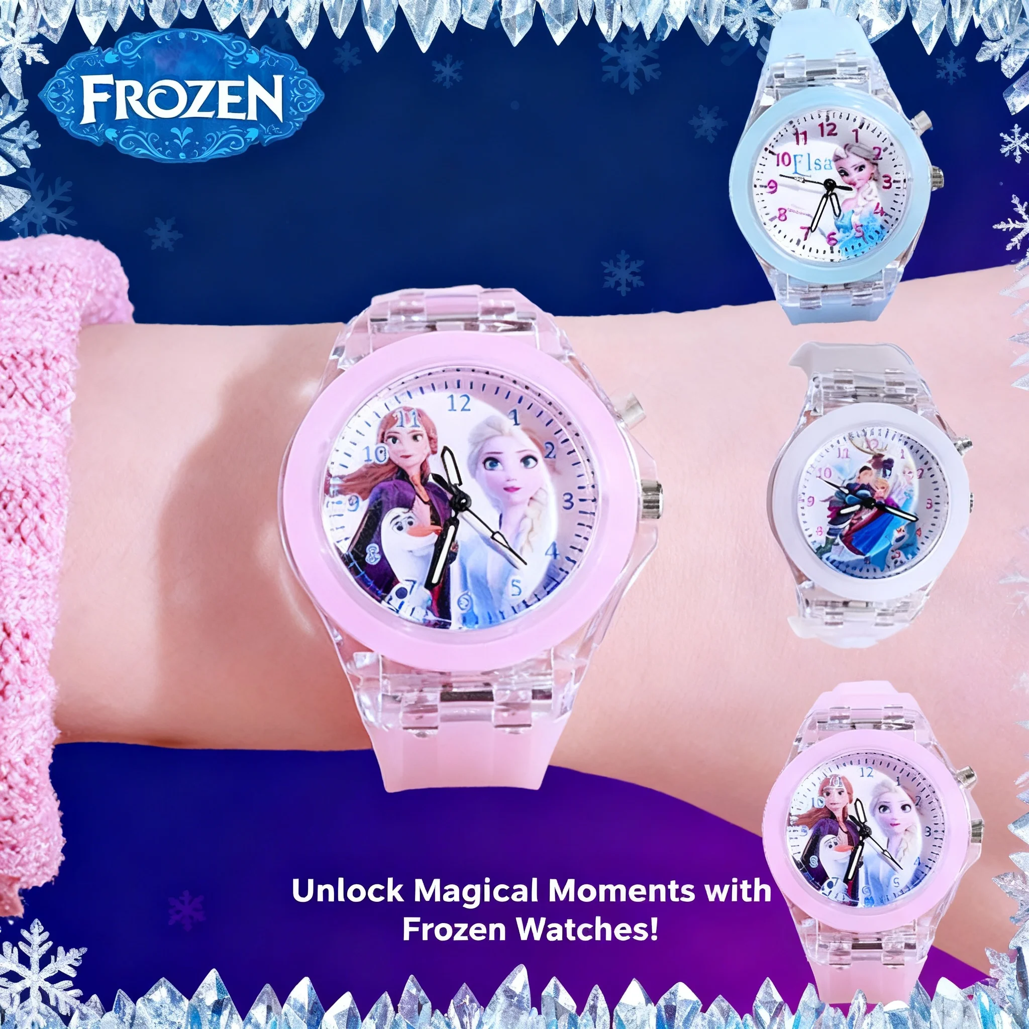 

Disney Frozen Elsa Anna Sophia Princess Silicone Watch Luminous LED Childrens Toy Birthday Gift For Kids Girls Boys Anime