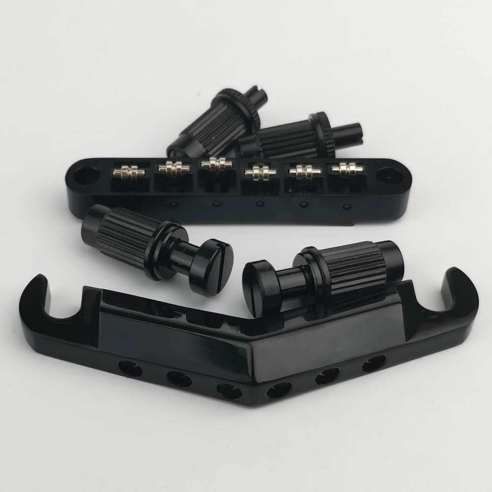 Guyker Gitaar Stop Bar Staartstuk met Ankers En Studs + Tune-O-Matic Roller Zadel Gitaar Brug Voor LP SG Elektrische Gitaar