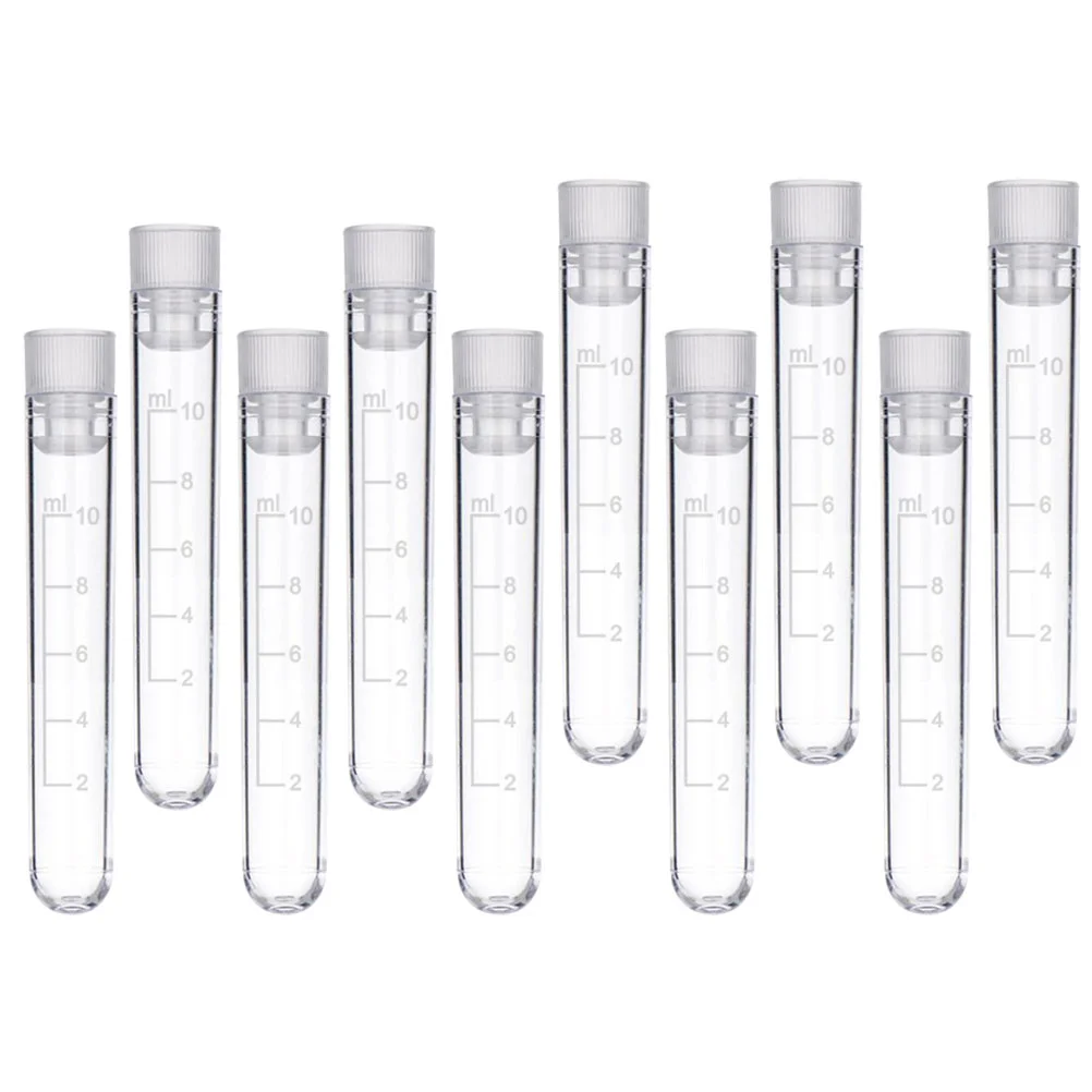 50 Pcs Test Tube Liquid Container Plastic Pipe Tubes Sample Scientific Prop with Stoppers Storage Containers Labs