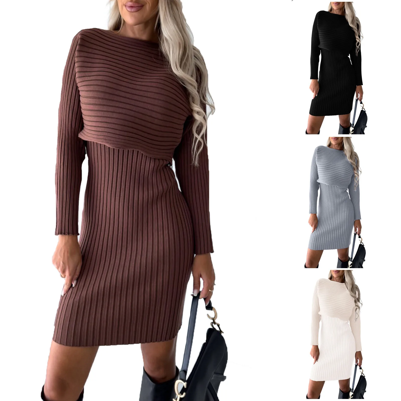 Nuovo In abiti per le donne 2024 autunno primavera maglione lavorato a maglia sciolto abito senza maniche Set moda abbigliamento donna Pullover Dress Set