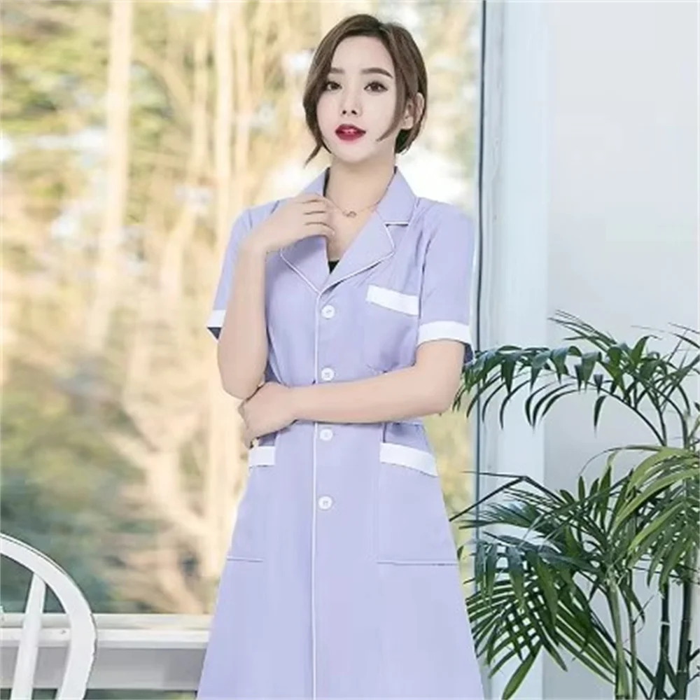 زي سبا عالي الجودة بلون سادة ونحيف وبسيط ومضاد للتجاعيد زي صالون التجميل زي مختبر لمتجر الحيوانات الأليفة