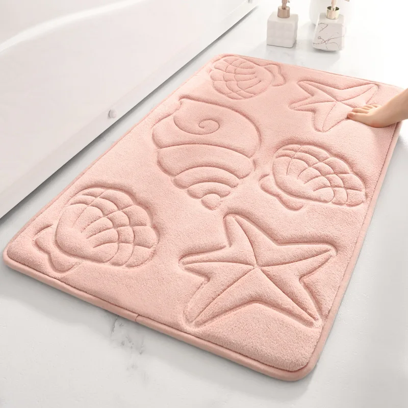 Sea Star Bathroom Water Absorbing Door Mat Bathroom Entrance Quick Drying Foot Mat Solid Color Anti Slip Carpet