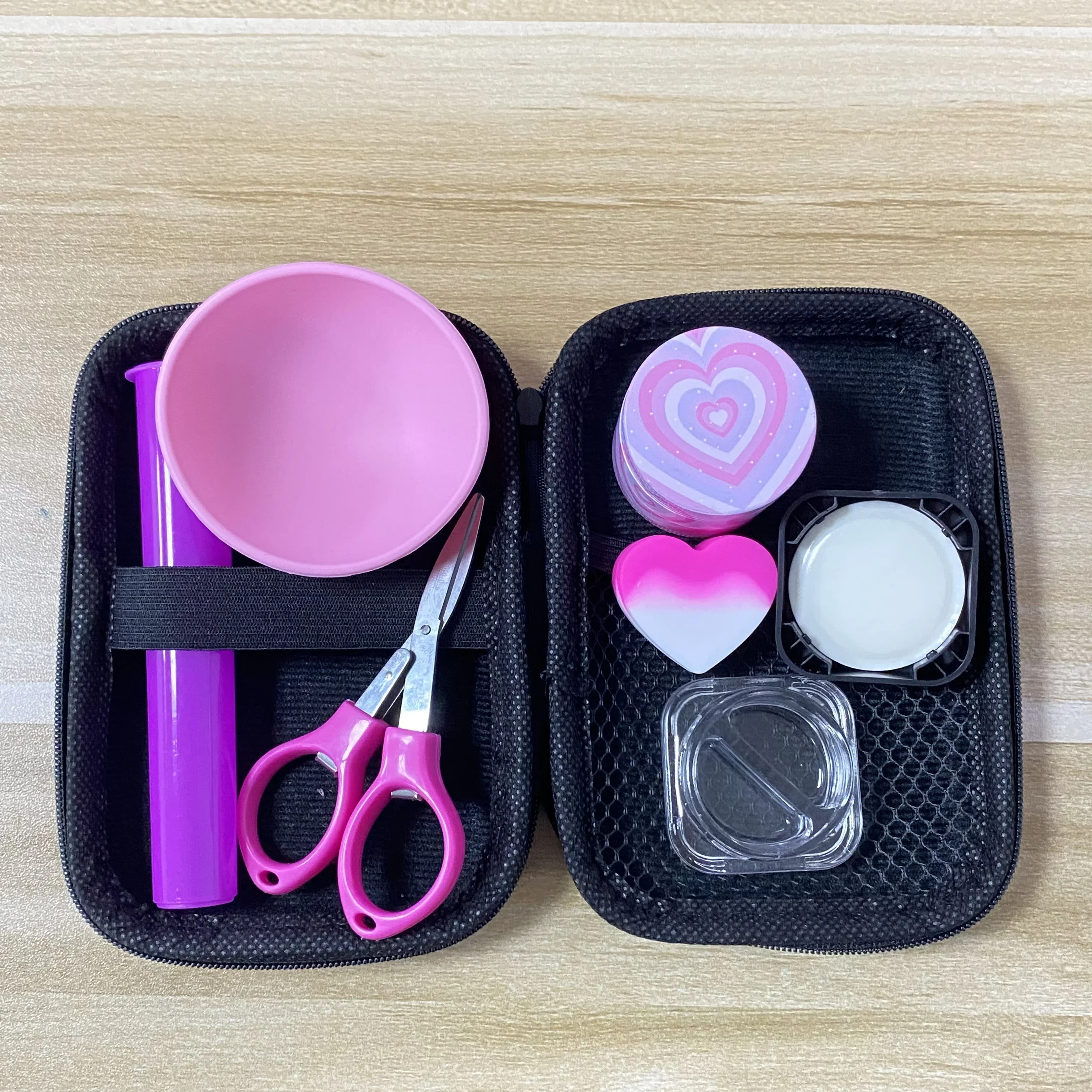 1Set Smoking Set Metal Grinder 9ml Glass Jar With Safety Lock Scissors 67mm Silicone Bowl Girly Gift Smoking Accessories view 4