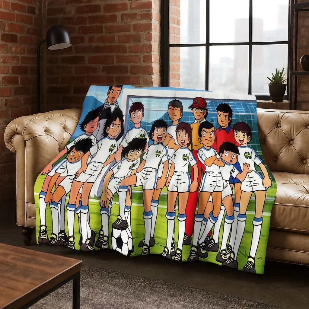 

3D Cartoon Captain Ozora Tsubasa Football Anime Flannel Blanket,Warm and Cozy Soft Throw Blanket for Home Bedroom Bed Sofa Cover