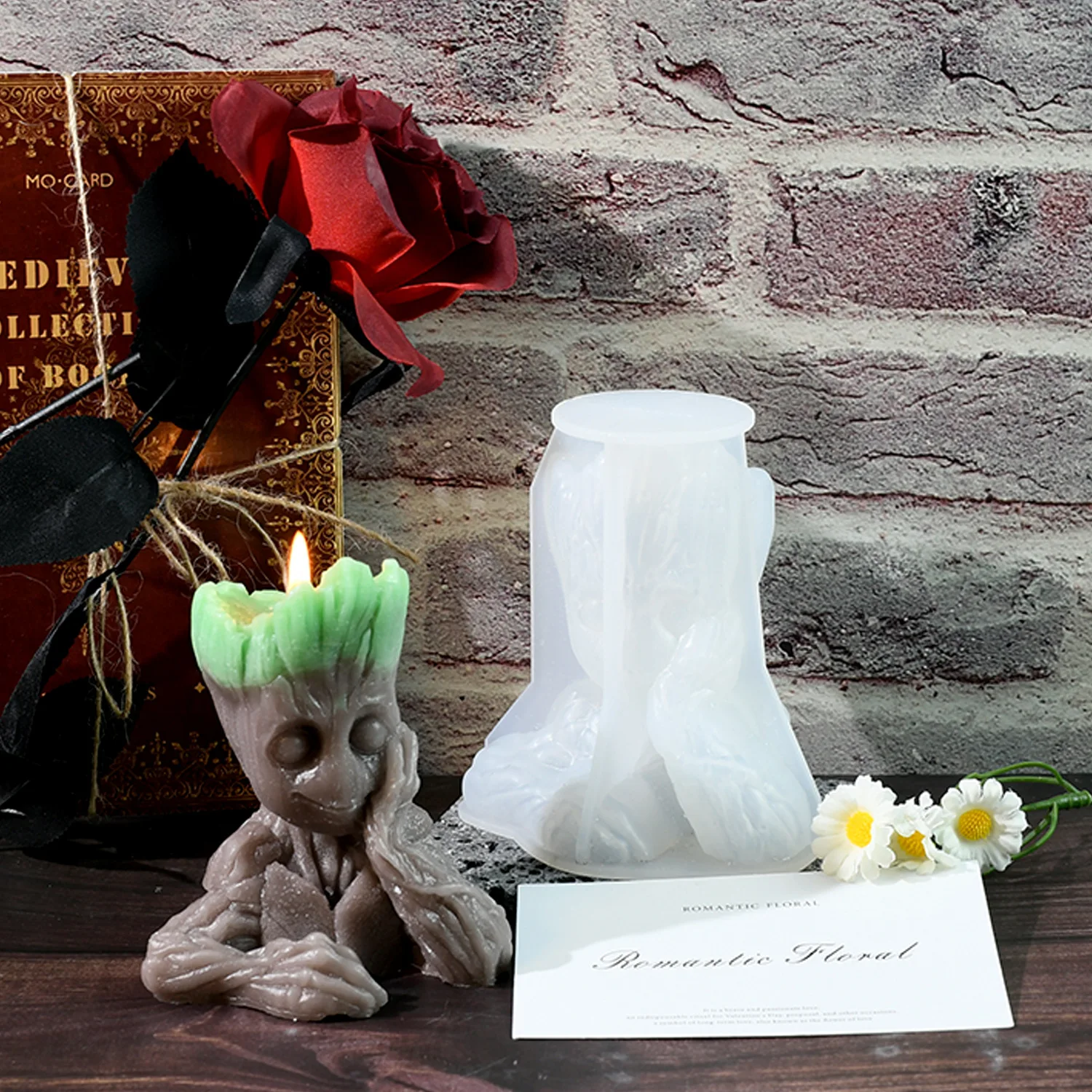 Silicone Candle Molds Smile Tree Man Silicone Mold Candle Gypsum Doll Ornament Mold DIY Hand Soap Making Tool