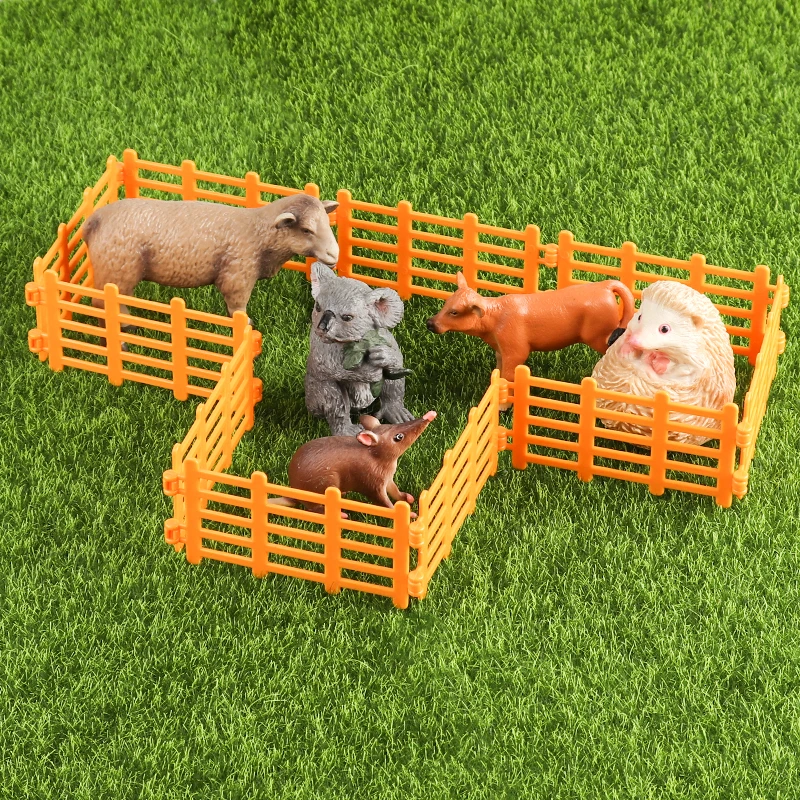 Oenux Simulation Bauernhof Zaun Szene Spielzeug Bäume Haus Bauer Einhorn Tiere Modell Miniatur Handwerk Hause Dekoration Nette Kinder Geschenk – Detail 22