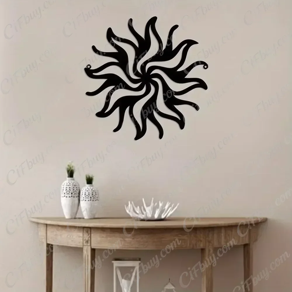 CIFBUY Whimsical Sun Metal Wall Art Sign Iron Decor Silhouette Rust Proof Waterproof For Indoor Outdoor Garden Patio Porch Yard