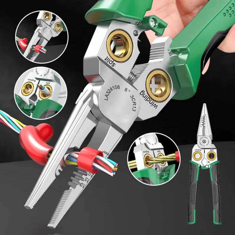 high quality 8 In 1 Multipurpose Cutting Plier Electrician major Tool Stainless steel wire strippers Measuring electric wire