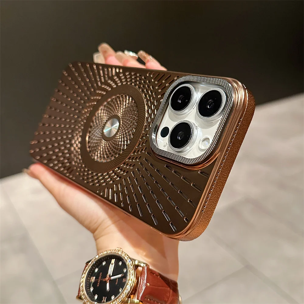 Plating Heat Dissipation Magsafe Case for iPhone 12 13 14 15 16 Pro Max 16 Plus Plating Men Women Ultra Thin Anti Drop PC Cover
