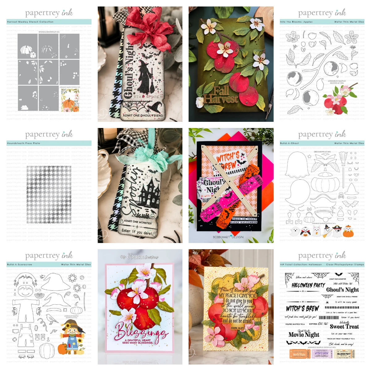 Harvest Medley Stencil Collection DIY Metal Cutting Dies Clear Stamps Hot Foil Stencil Scrapbooking for Decoration of Halloween-