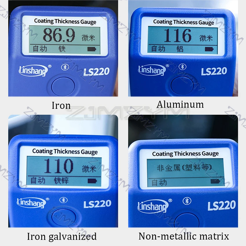 Tester di spessore del rivestimento della vernice 0-3500μm 0,1μm Fe NFe Calibro della sonda LS220 per calibro di spessore del film di vernice per auto -20 ℃   Schermo LCD