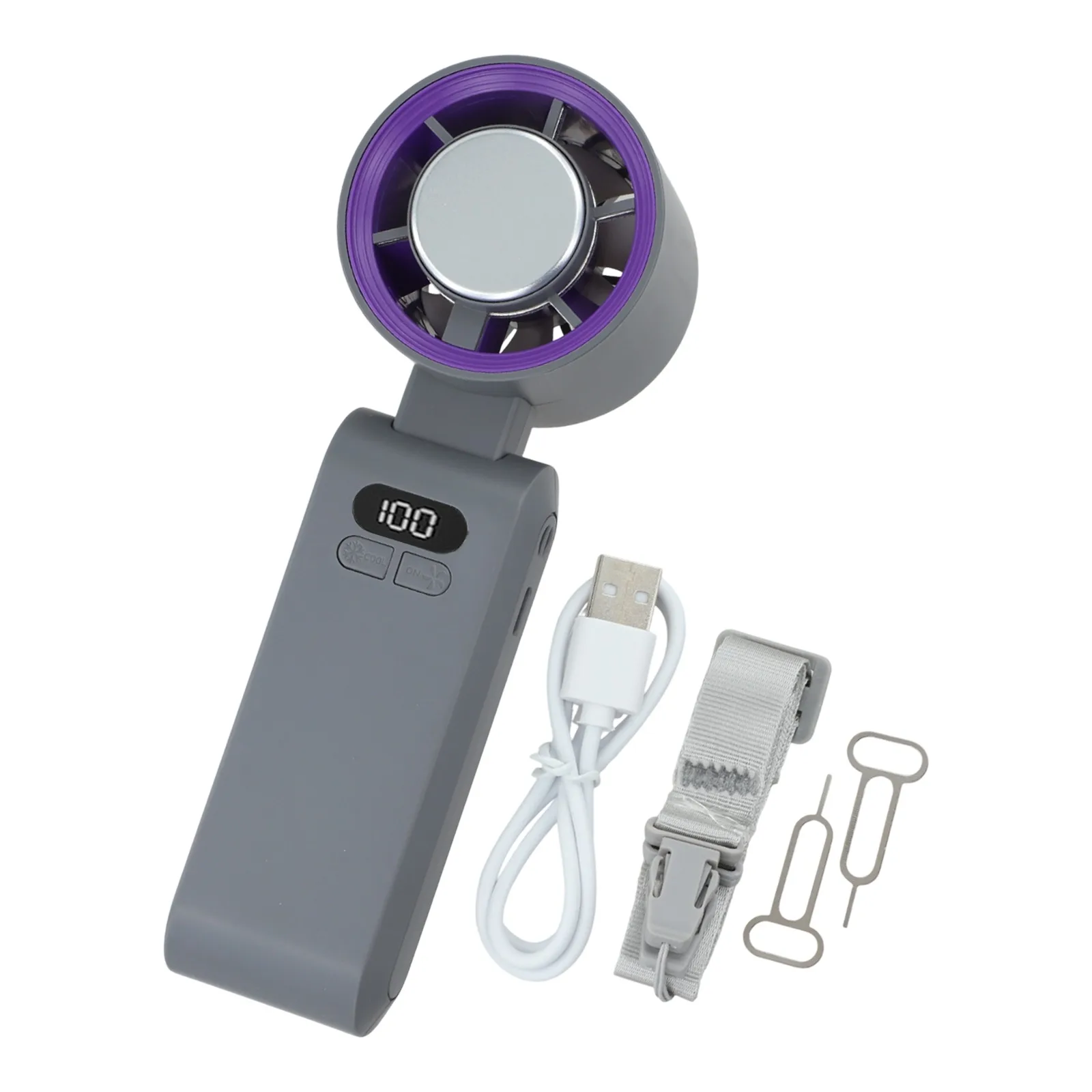 Ventilatore USB portatile da appendere al collo con funzione di raffreddamento del ghiaccio Motore ad alta velocità e batteria da 3600 mAh per un aggiornamento rapido ovunque