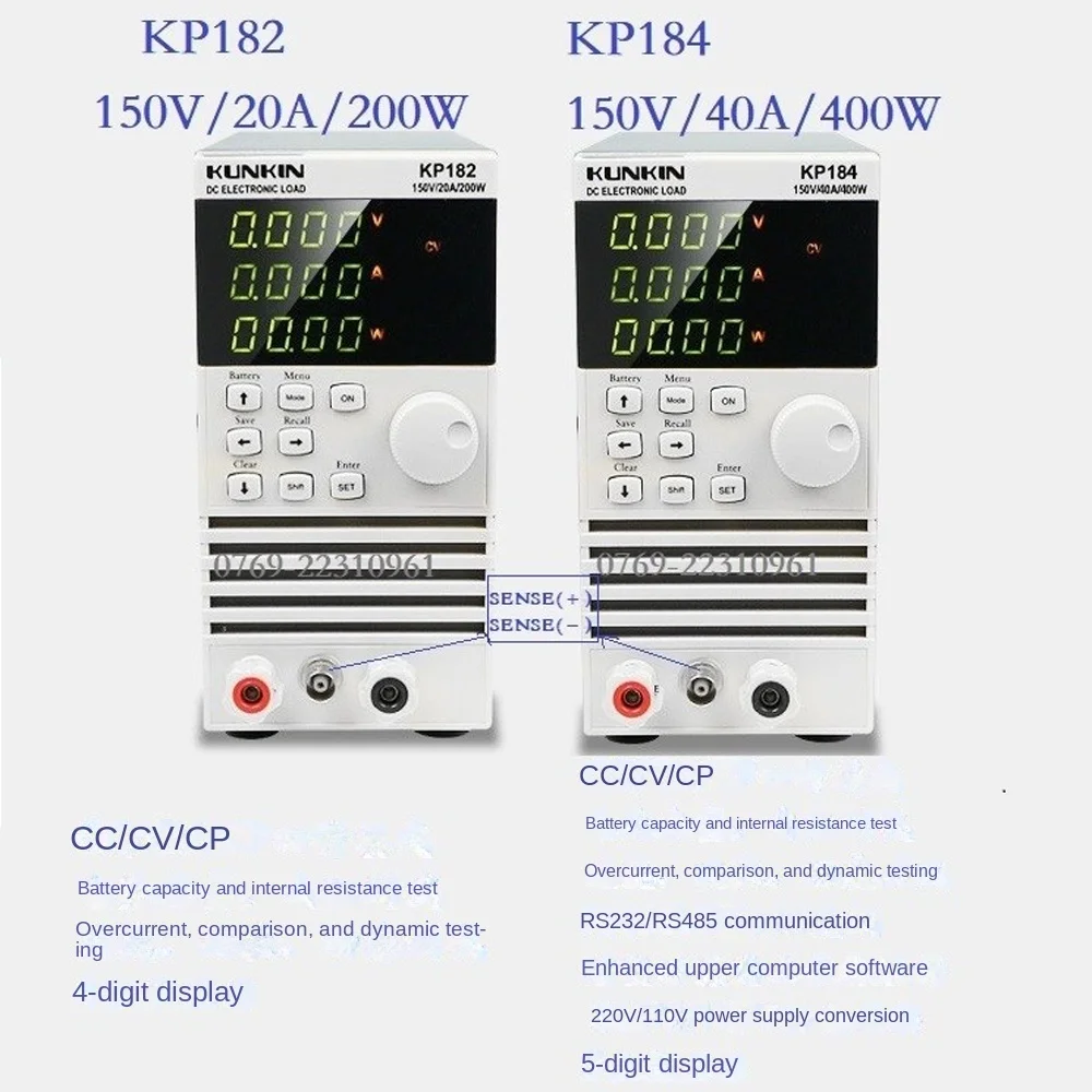 KUNKIN KP182/KP184 Single Channel Electronic DC Load meter 200W/150V/20A  400W/150V/40A Battery capacity power test aging