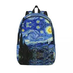 Mochila de pintura de Van Gogh para hombre y mujer, bolso de hombro ligero para ordenador portátil, noche estrellada, senderismo, viaje, estudiante