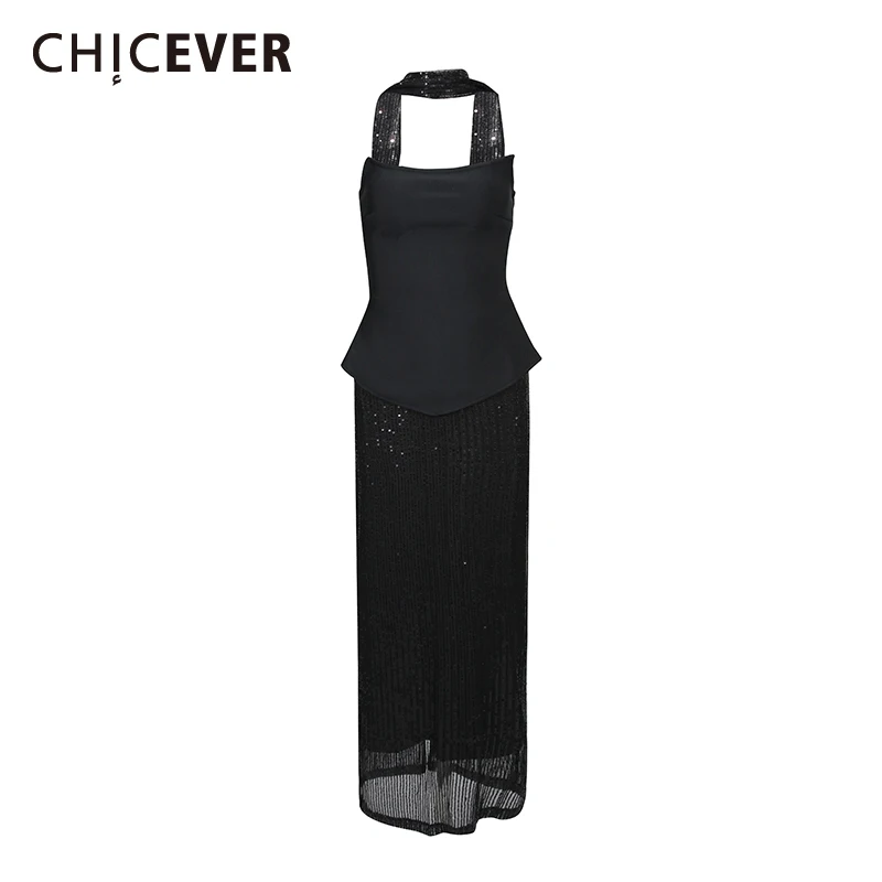 

CHICEVER, комплект из двух предметов с черной лентой, женский жилет без рукавов с квадратным воротником, темпераментные нежные женские комплекты с юбкой, осенние комплекты