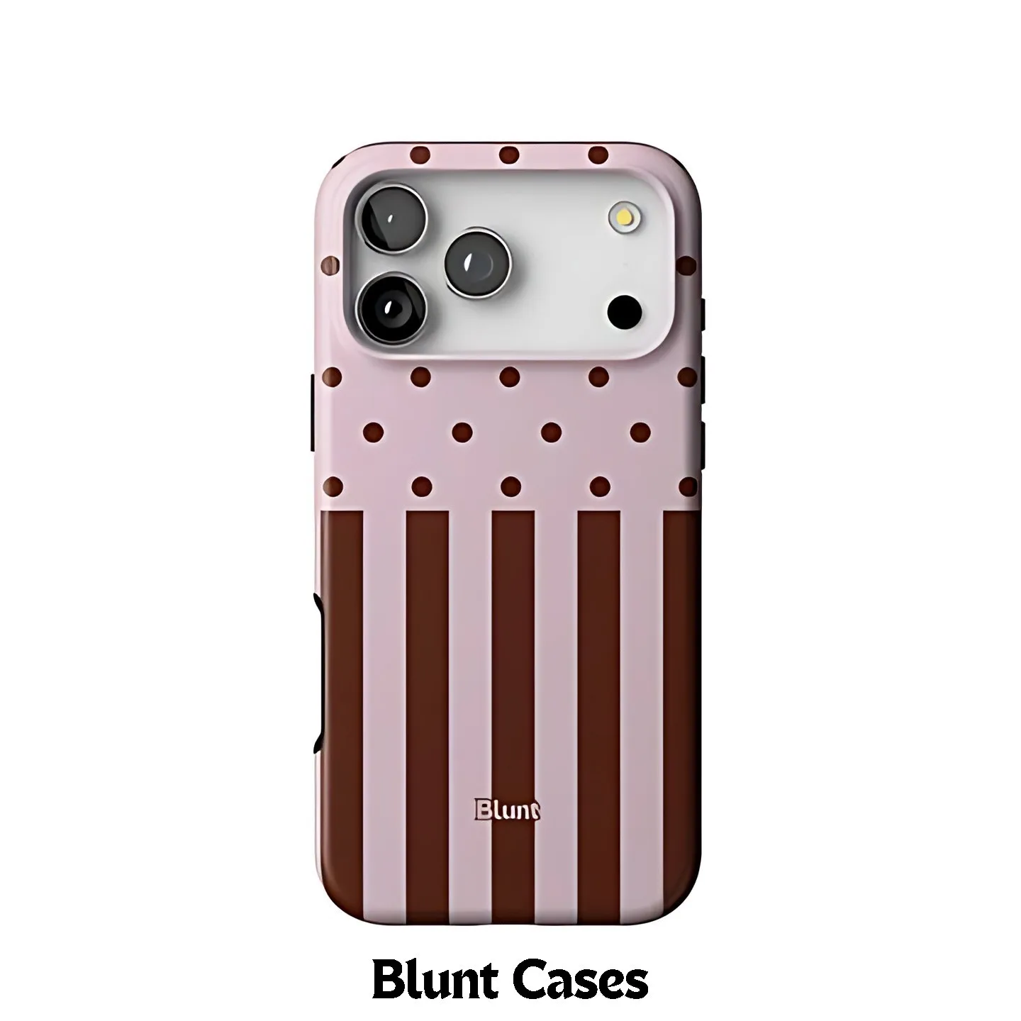 Pink Brown Dot Stripe Blunt Phone Case for Samsung Galaxy S20 S23 S24 S25 S26 FE Plus Edge 5G Luxury Double-layer Back Cover