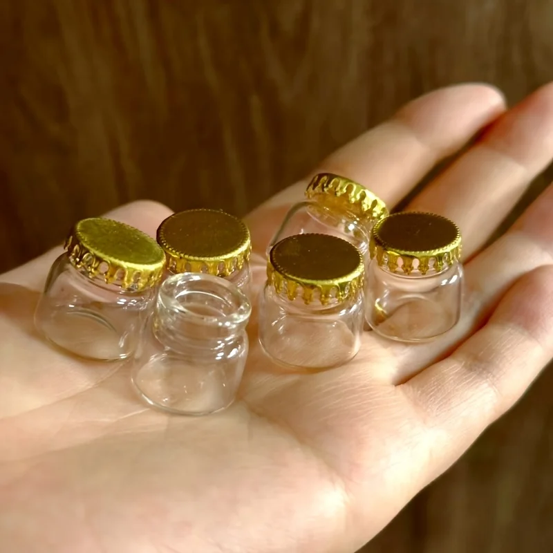 10pcs Glass Bottle Mini Cute for Collection Exquisite Kitchen Model Can Open DIY Accessories, Retro Farm Props Home Decoration