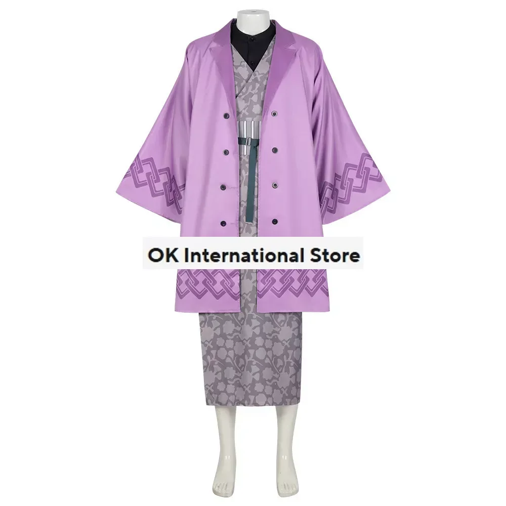 Anime Cosplay Costume Shinazugawa Genya Cosplay Costume Purple Kimono Halloween Party Outfit S-2XL Comic Convention Men's Outfit