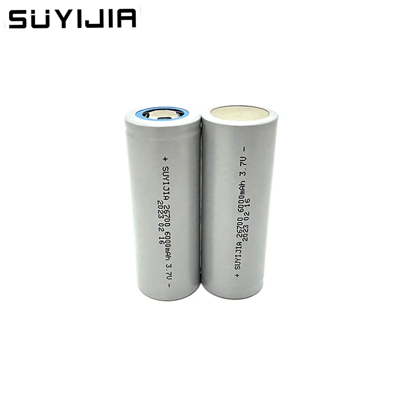 26700 3.7V6000mAh Rechargeable Lithium Battery Flat Head Suitable for DIY Electric Bicycles Scooters Solar Batteries Power Tools