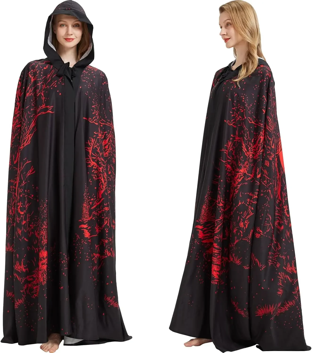 Mothman-Themen-Cartoon-Halloween-Muster, HD-gedruckter Kapuzenumhang, Hexe, mittelalterliches Kostüm, Cosplay, Halloween-Vampir-Umhang