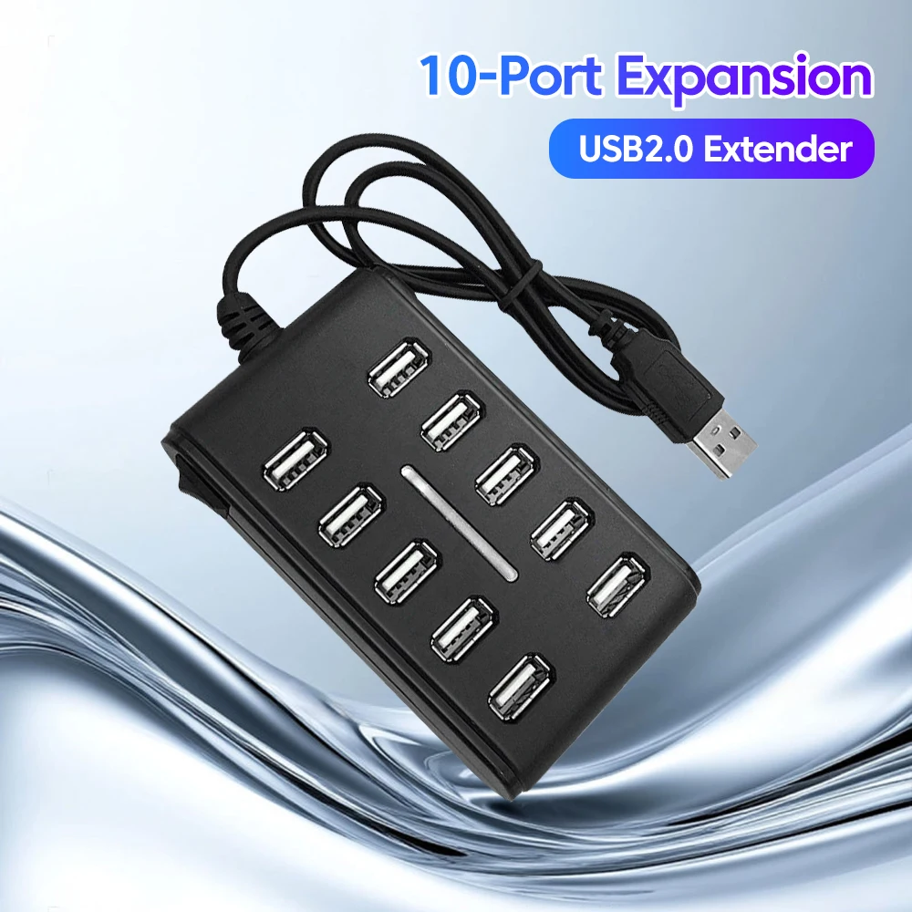 10-in-1 USB2.0 Hub Splitter Multi USB Hub Individueller Schalter für MacBook Laptop Zubehör Power Ladestation Adapter