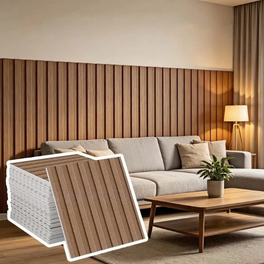 10PCS 2D Flat Faux Wood Grain Wall Sticker Removable Waterproof Self Adhesive Wallpaper Oil Proof Realistic Texture