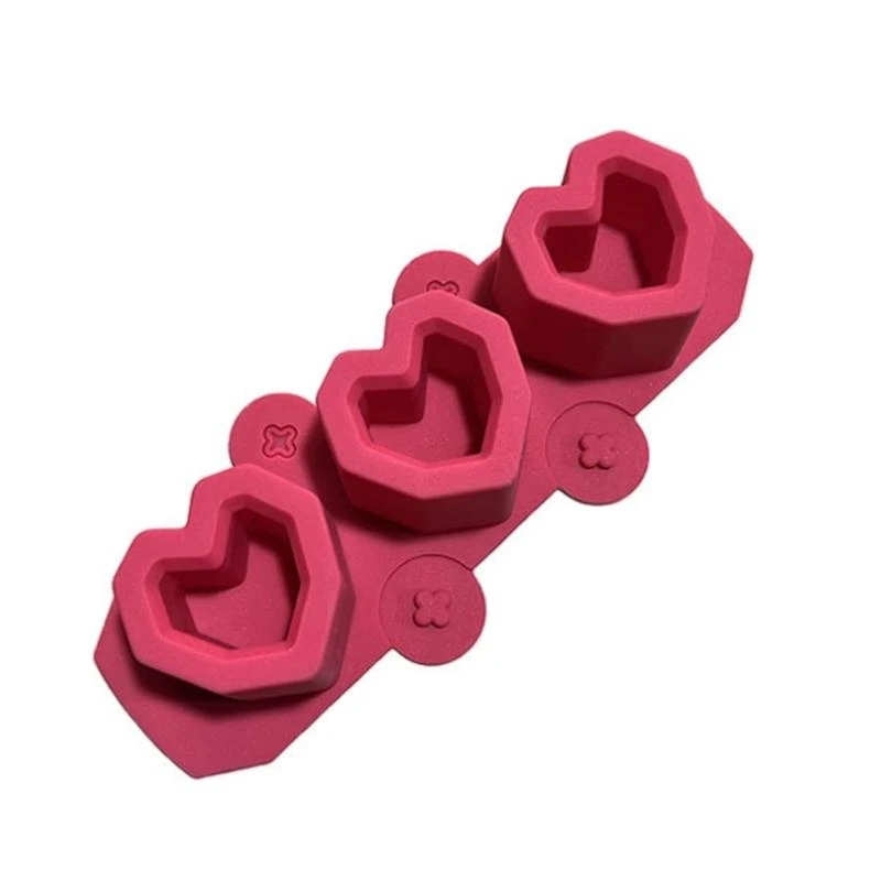 

3 Hole Heart Concrete Flowerpot Silicone Mold DIY Ice Cup Gypsum Resin Mold Can Making Mold Home Decorations C7AC