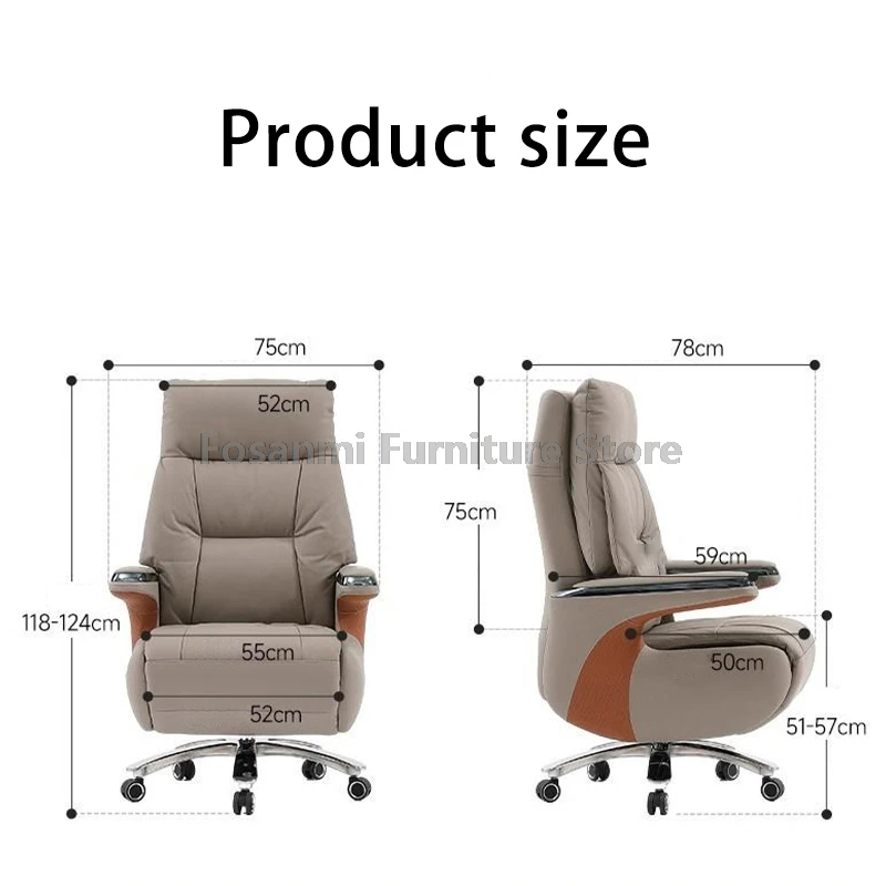 Cadeira de escritório com encosto alto de couro PU com ajuste por gravidade Cadeira de mesa ergonômica com assento largo e grosso para jogos em casa Cadeira de computador com rodas