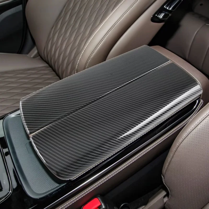 

Carbon Fiber Central Armrest Storage Box Panel Cover Trims Car Interior Garnish Accessories For BYD HAN DM-i EV 2020-2024