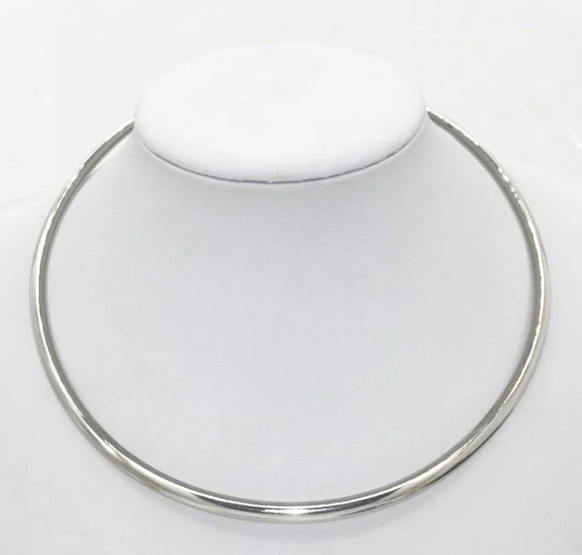304 Stainless Steel Collar Neck Ring Necklace Silver Color Big Circle Metal Pendant Torque Statement Necklace Jewelry Findings image 3