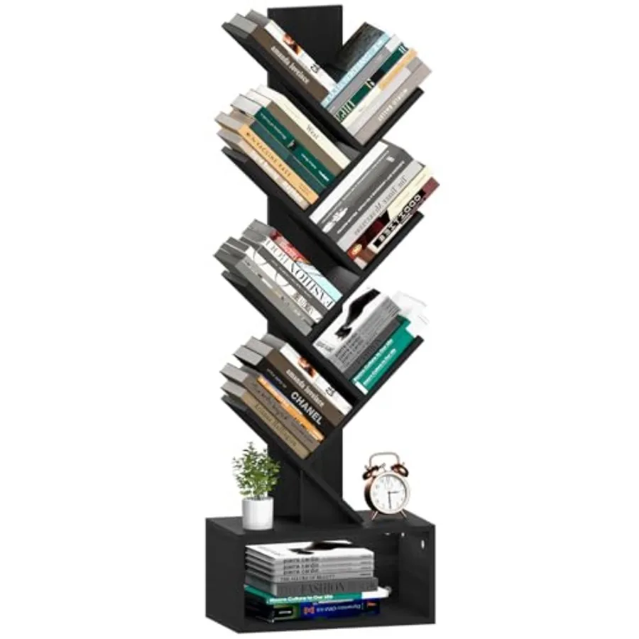 

Напольный деревянный книжный стеллаж-шкаф в ретро-стиле, 6-ярусный, узкий, высокий, для хранения книг