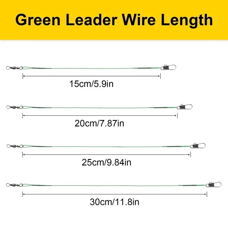 

50pcs 15cm-20cm Anti-Bite Steel Fishing Line Steel Wire Leader with Swivel and Snap Fishing Accessory Lead Core Leash Fishing