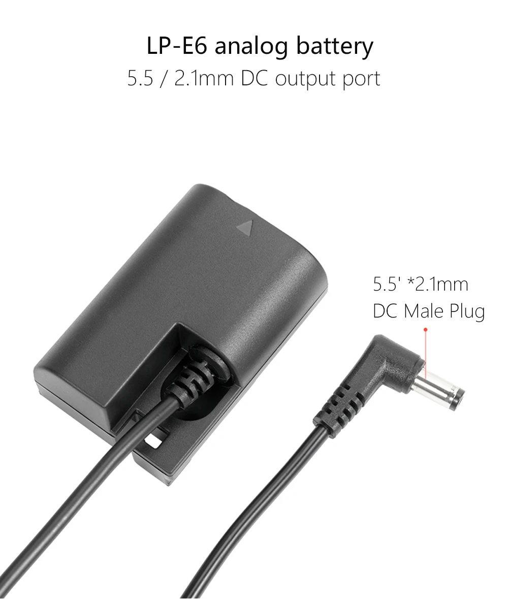 Batería ficticia de DR-E6, LP-E6, DR-E18, LP-E17, NP-FZ100, CP-W126S, NP-W126, EP-5A, acoplador de CC completamente decodificado