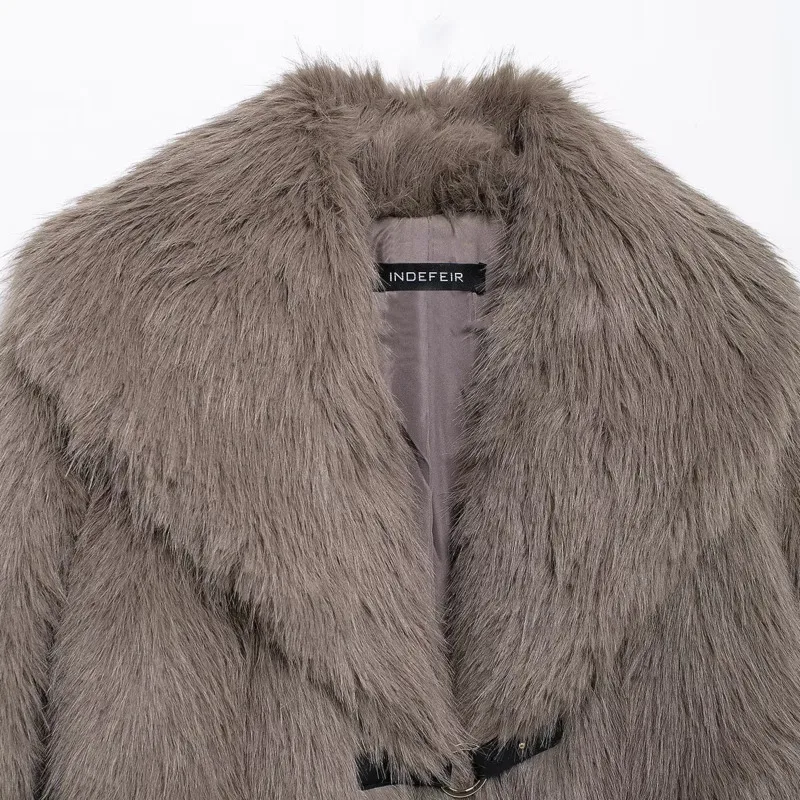 EAEOVNI Cappotto invernale da donna in pelliccia di agnello Moda bavero Cintura con bottoni Design Vintage caldo autunno inverno nuova giacca abbigliamento