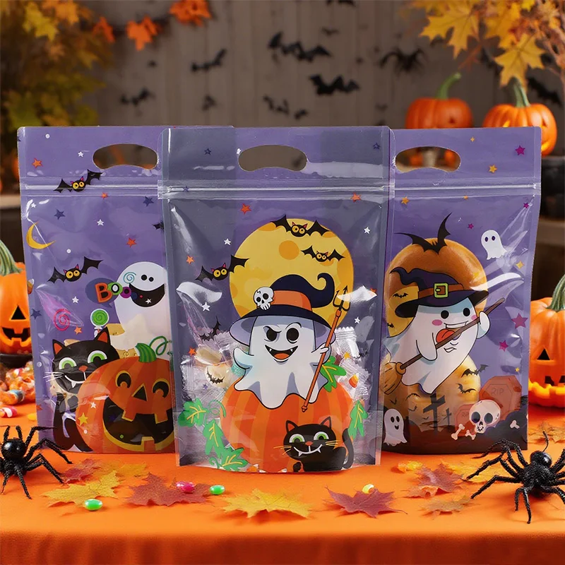 20/50Pcs Halloween Candy Bag Cartoon Pumpkin Ghost Gift Cookies Ziplock Bags Halloween Party Decor Kids Trick or Treat Favors - view 6