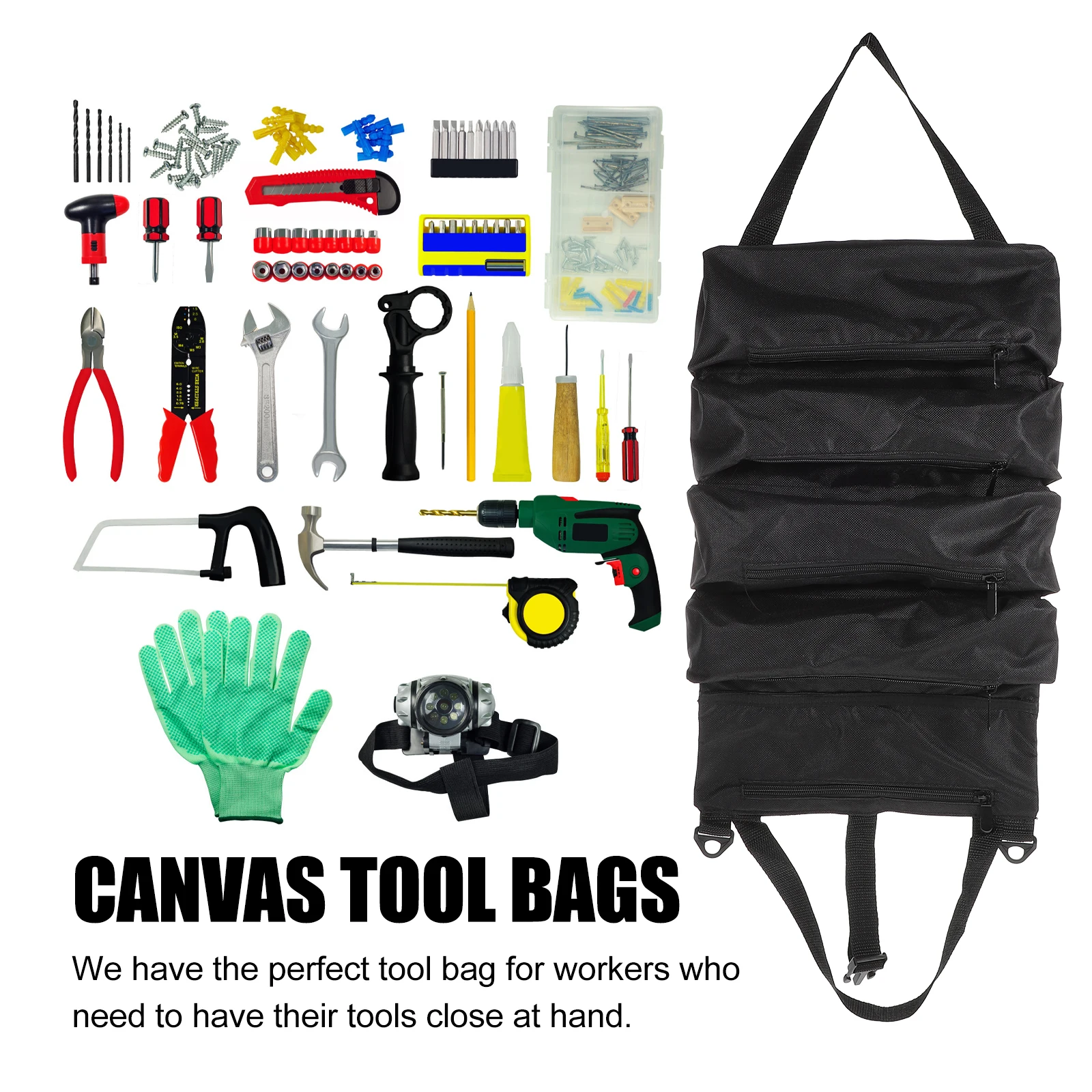 

Oxford Cloth Tool Pouch Foldable Multi-Purpose Storage With Smooth Metal Zipper Utility Tool Bag For Makeup Art Supplies