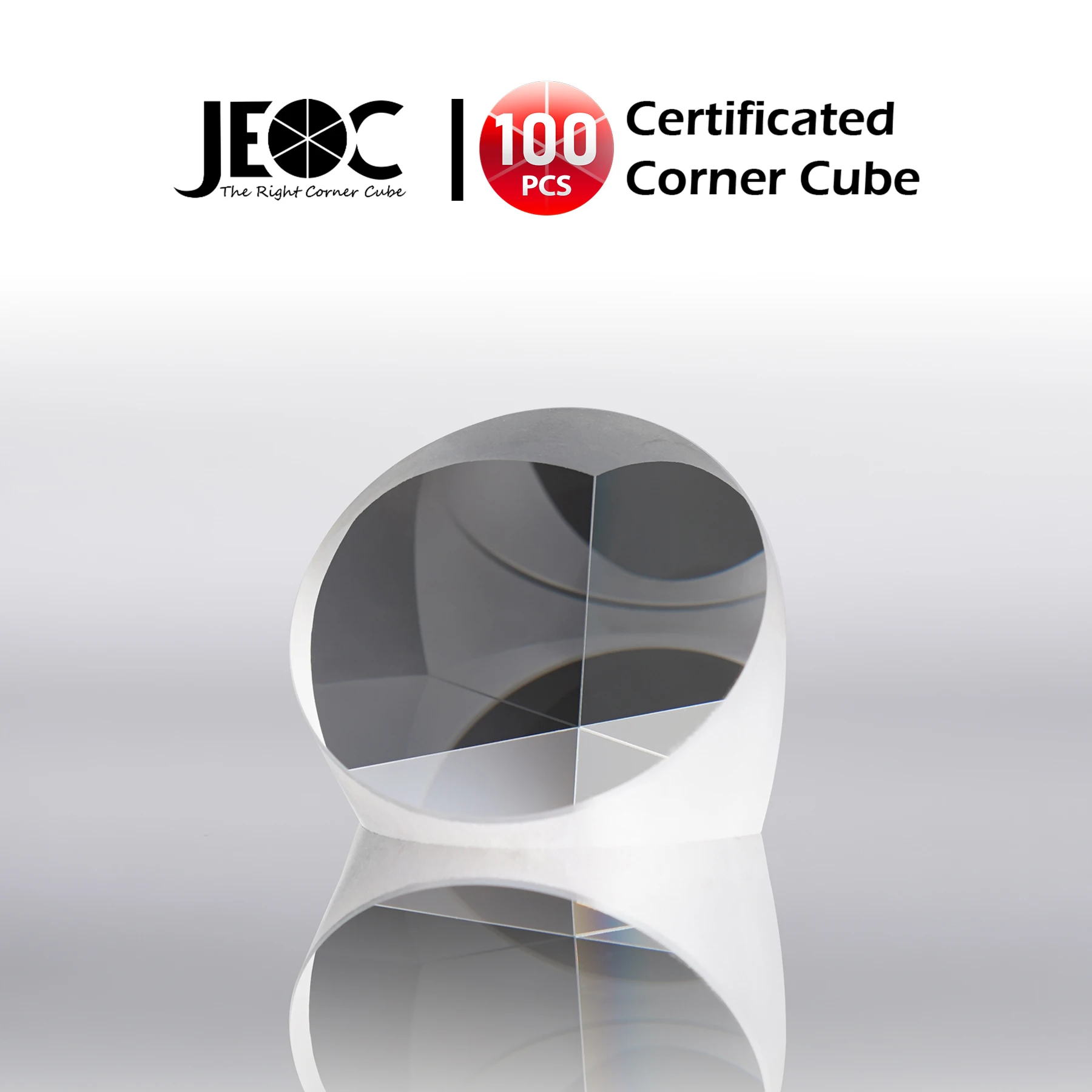 100pcs JEOC Certificated Corner Cube, 42mm Diameter, 38mm Height reflective prism, Uncoated