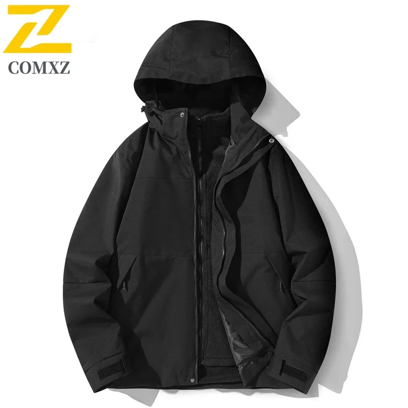 

COMXZ Outdoor Thickened Jacket for Men Adventure Wind Resistant Warm Parka Pure Color Journey Comfort Light Autumn Winter Coat