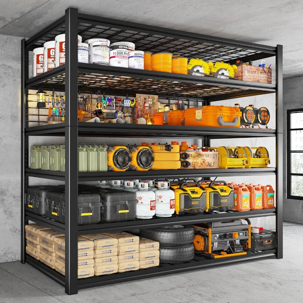 84" H Garage Shelving, 6-Tier Garage Storage Shelves Heavy Duty Shelving Loads 3500LBS, 48" W Adjustable Garage Shelves