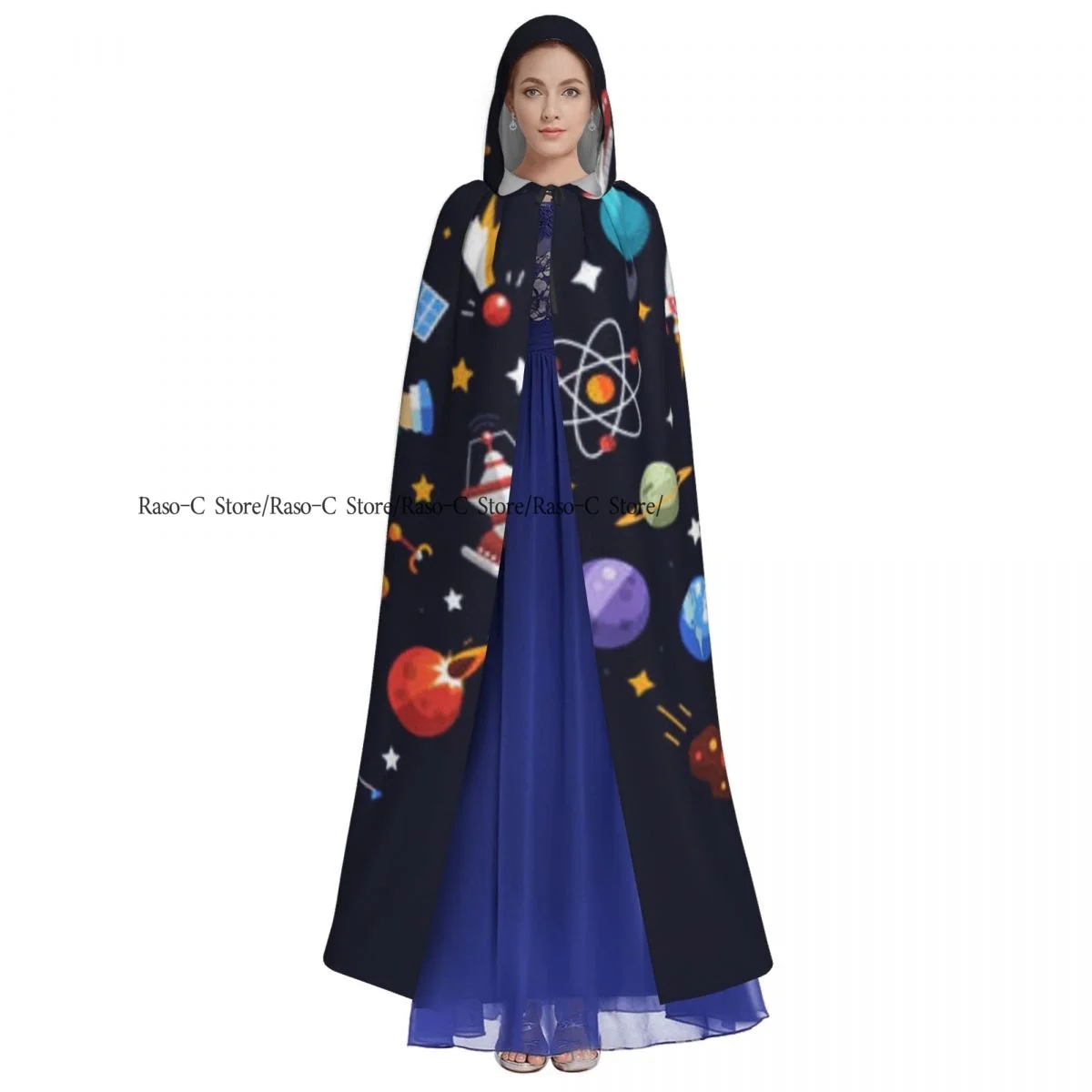 Unisex Witch Party Reversible Hooded Adult Vampires Cape Cloak Space Elements