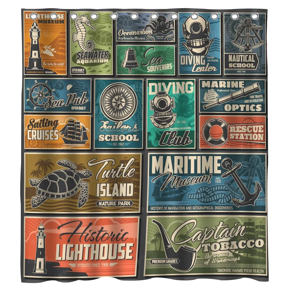 Smaritime History Museum And Rescue Station Sailing Cruises Marine Vintage Poster Shower Curtain By Ho Me Lili Bathroom Decor