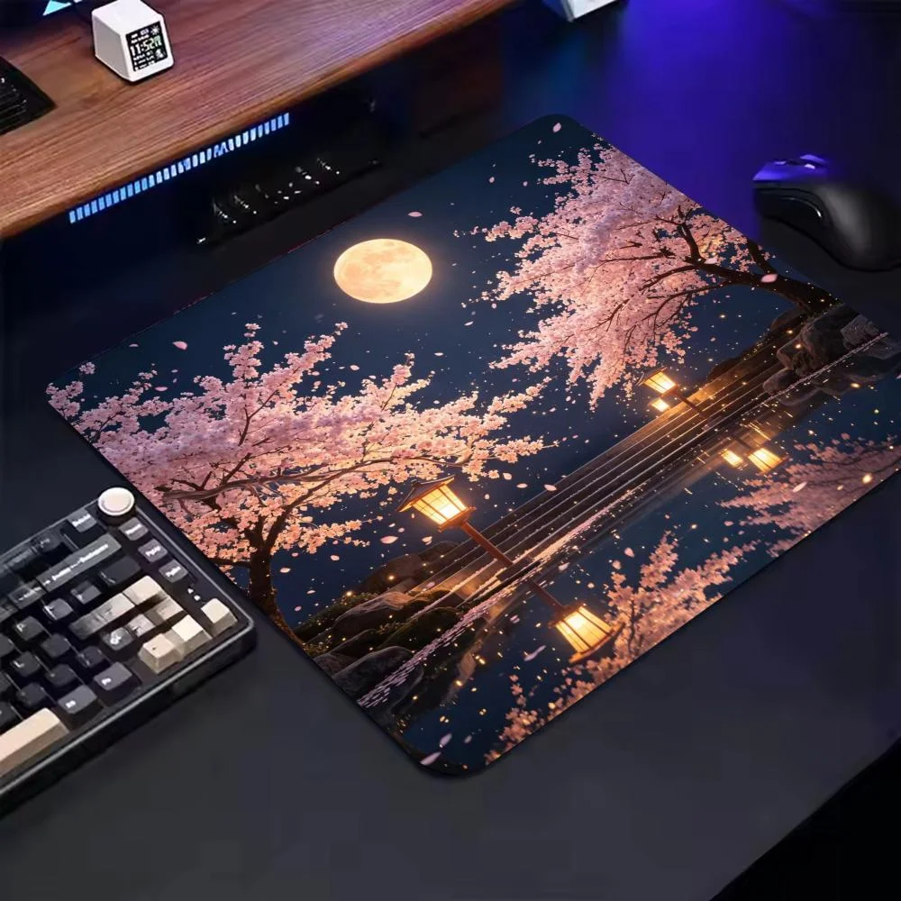 Oriental  Tree Small Mouse Pad, Moon Mountain  Mousepad, Non‑Slip Rubber Base Smooth Surface Desk Pad for  Office Home